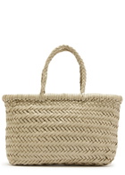 Dragon Diffusion Mini Flat Gora Woven Leather top Handle bag - Pearl - One Size