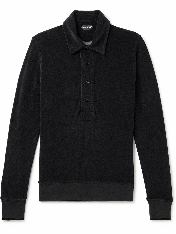 Photo: TOM FORD - Slim-Fit Cotton-Blend Terry Polo Shirt - Black