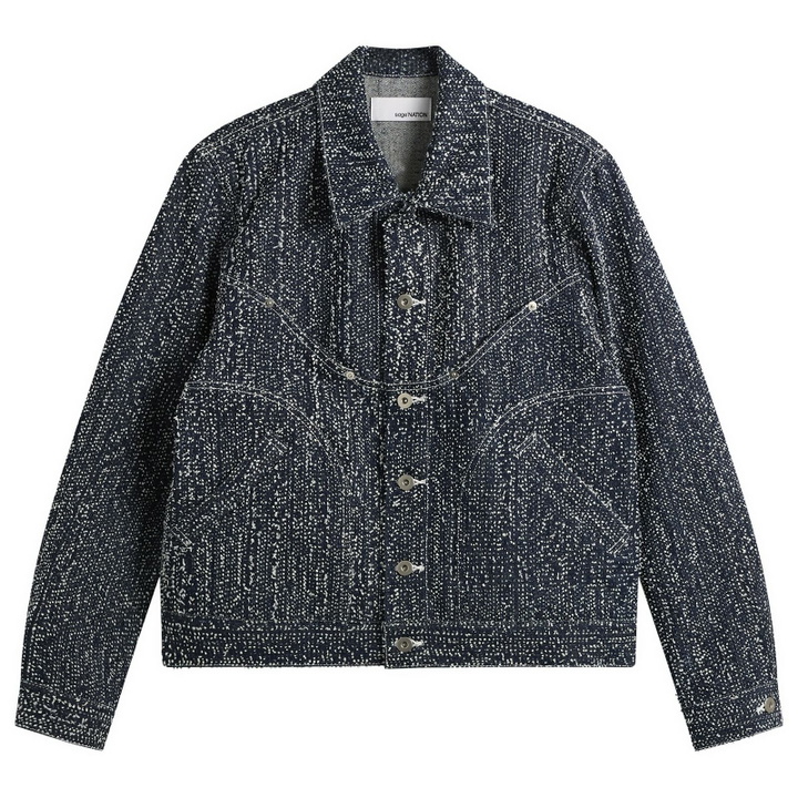 Photo: Sage Nation Men's Needle Punch Denim Jiji Jacket in Indigo Needle Punch