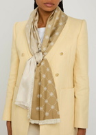Tory Burch Monogram-print Silk Scarf - Brown - One Size