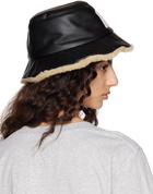 MM6 Maison Margiela Black Patch Faux-Leather Bucket Hat