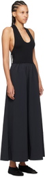 St. Agni Black Plunge Neck Maxi Dress