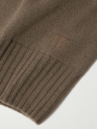 TOM FORD - Logo-Embroidered Cashmere Hoodie - Brown