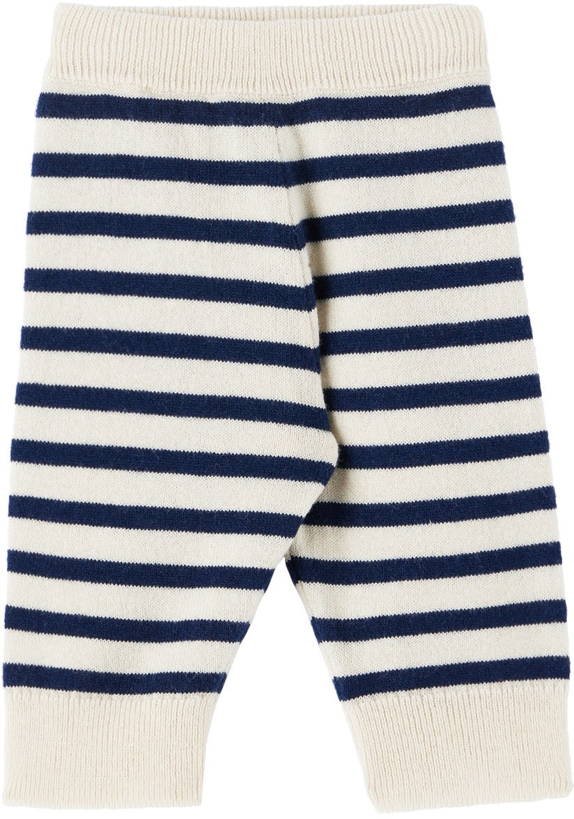 Petit Bateau Baby Off-White Stripe Cardigan & Trousers Set