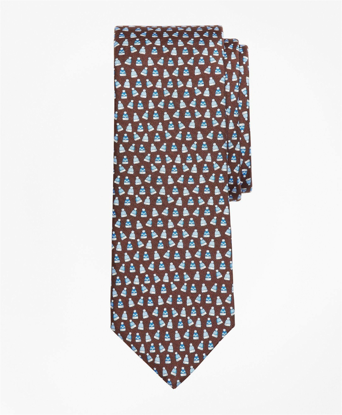 Brooks Brothers Men's Winter Hat Print Tie | Brown