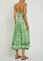Farm Rio Tapestry Printed Linen Midi Dress Green