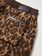 AMIRI - Wide-Leg Leather-Trimmed Leopard-Print Fleece Shorts - Brown