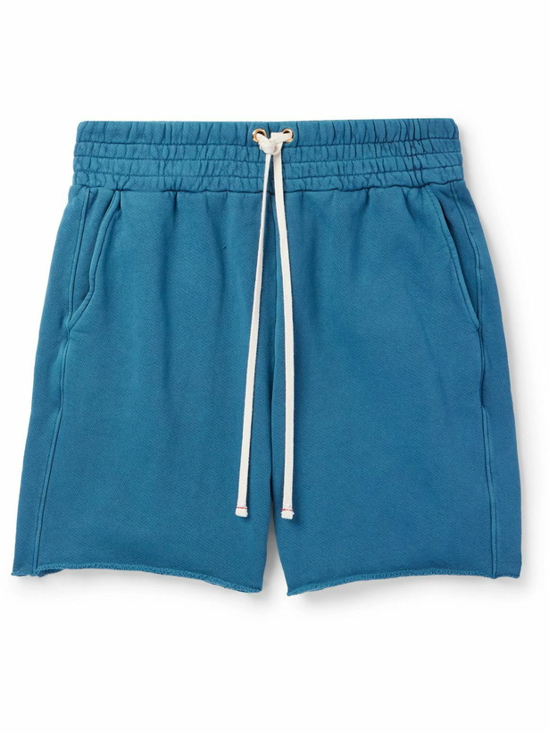 Photo: Les Tien - Yacht Straight-Leg Garment-Dyed Cotton-Jersey Drawstring Shorts - Blue