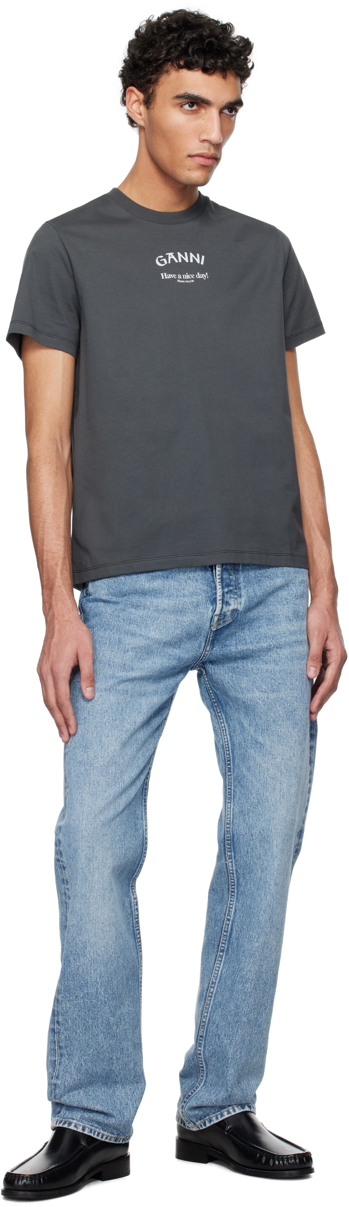 GANNI Gray Relaxed 'Ganni' T-shirt