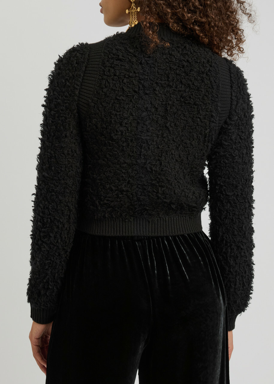 Chloe Cropped Brushed Mohair-blend Cardigan Black Chloe