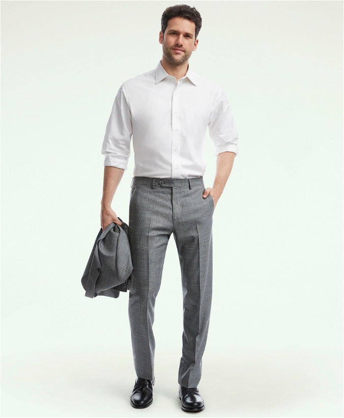 Photo: Brooks Brothers Men's Explorer Collection Regent Fit Prince of Wales Suit Pants | Grey