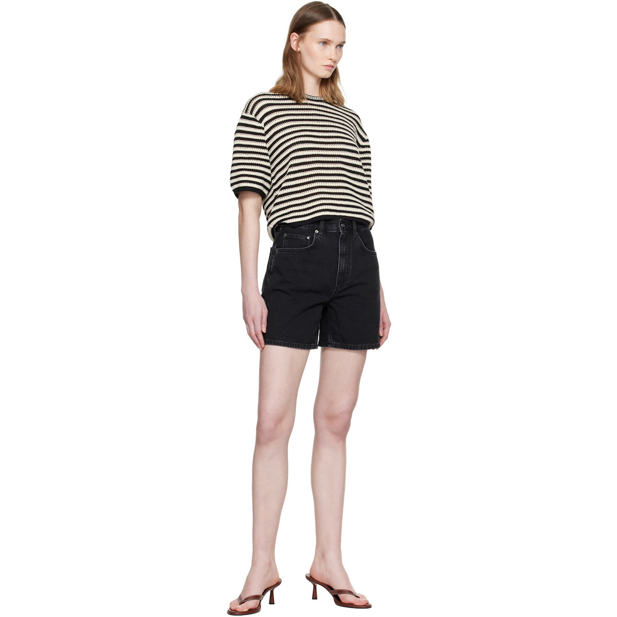 ANINE BING Black Delaney Denim Shorts