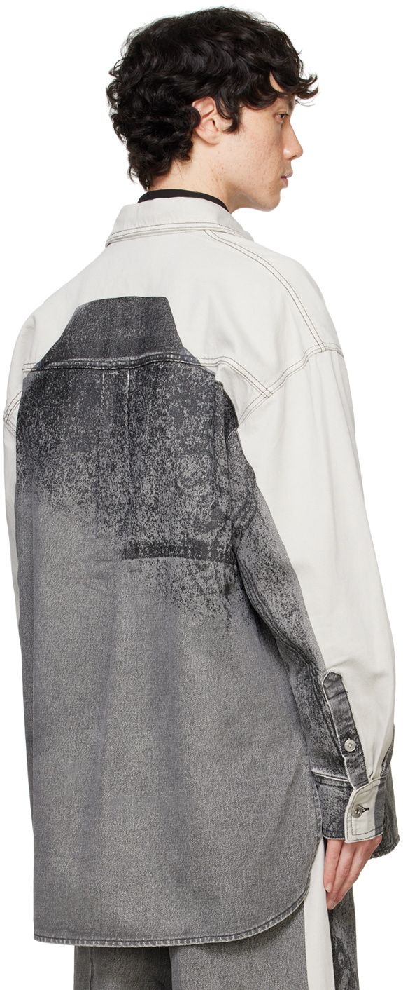 Feng Chen Wang Gray Printed Denim Jacket