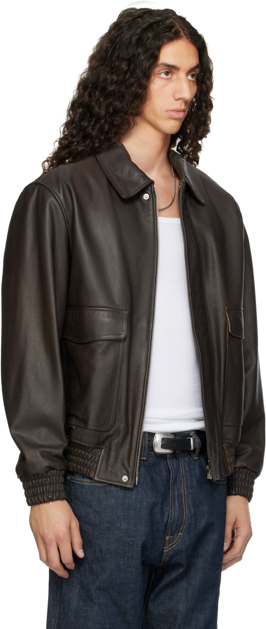 Arma Brown BARI Vintage Leather Bomber Jacket