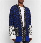 Haider Ackermann - Intarsia Wool-Panelled Cashmere and Silk-Blend Cardigan - Blue