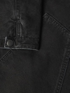 SAINT LAURENT - Corduroy-Trimmed Cotton-Canvas Jacket - Black