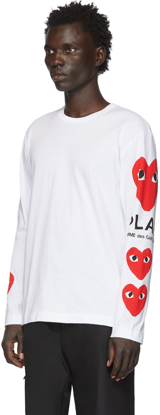COMME des GARÇONS PLAY White Multi Heart Long Sleeve T-Shirt