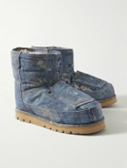 Acne Studios - Shearling-Lined Trompe L'oeil Suede Boots - Blue