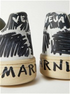 Marni - Veja V-10 Printed Leather Sneakers - Black