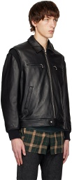 Undercover Black Paneled Leather Jacket