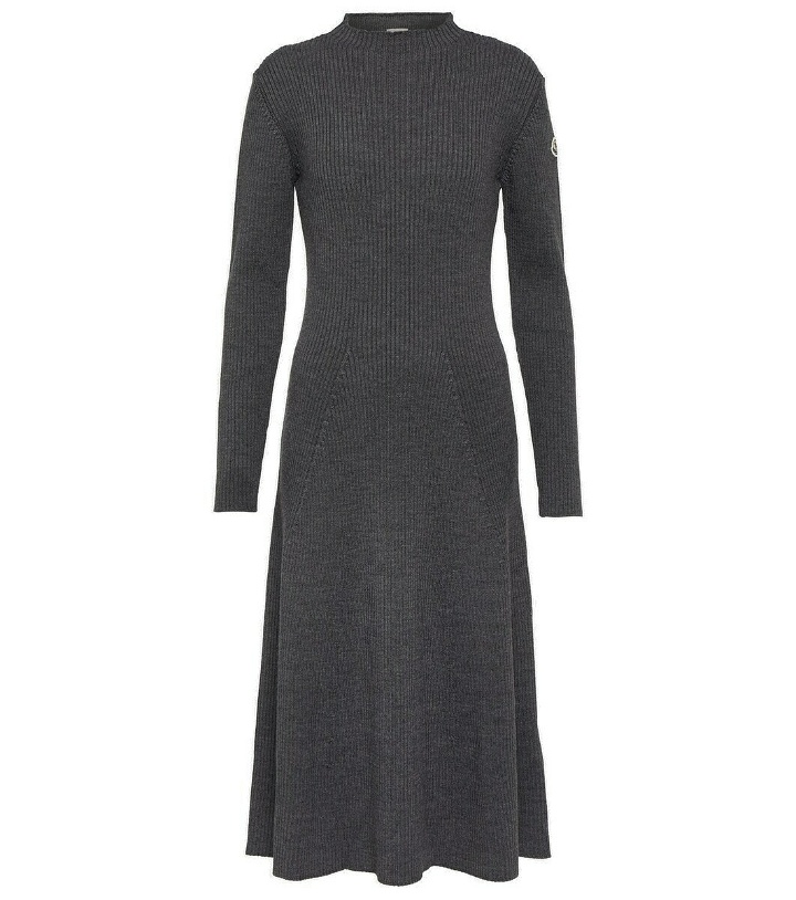 Photo: Moncler Ribbed-knit wool blend midi dress