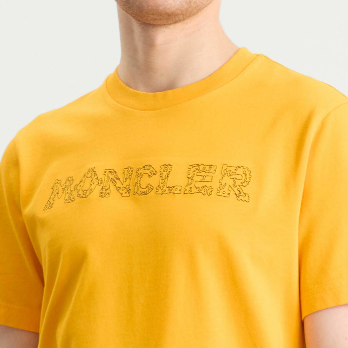 Moncler Men's Sketch Logo T-Shirt in Yellow Moncler
