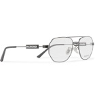 Balenciaga - Aviator-Style Gunmetal-Tone Optical Glasses - Silver
