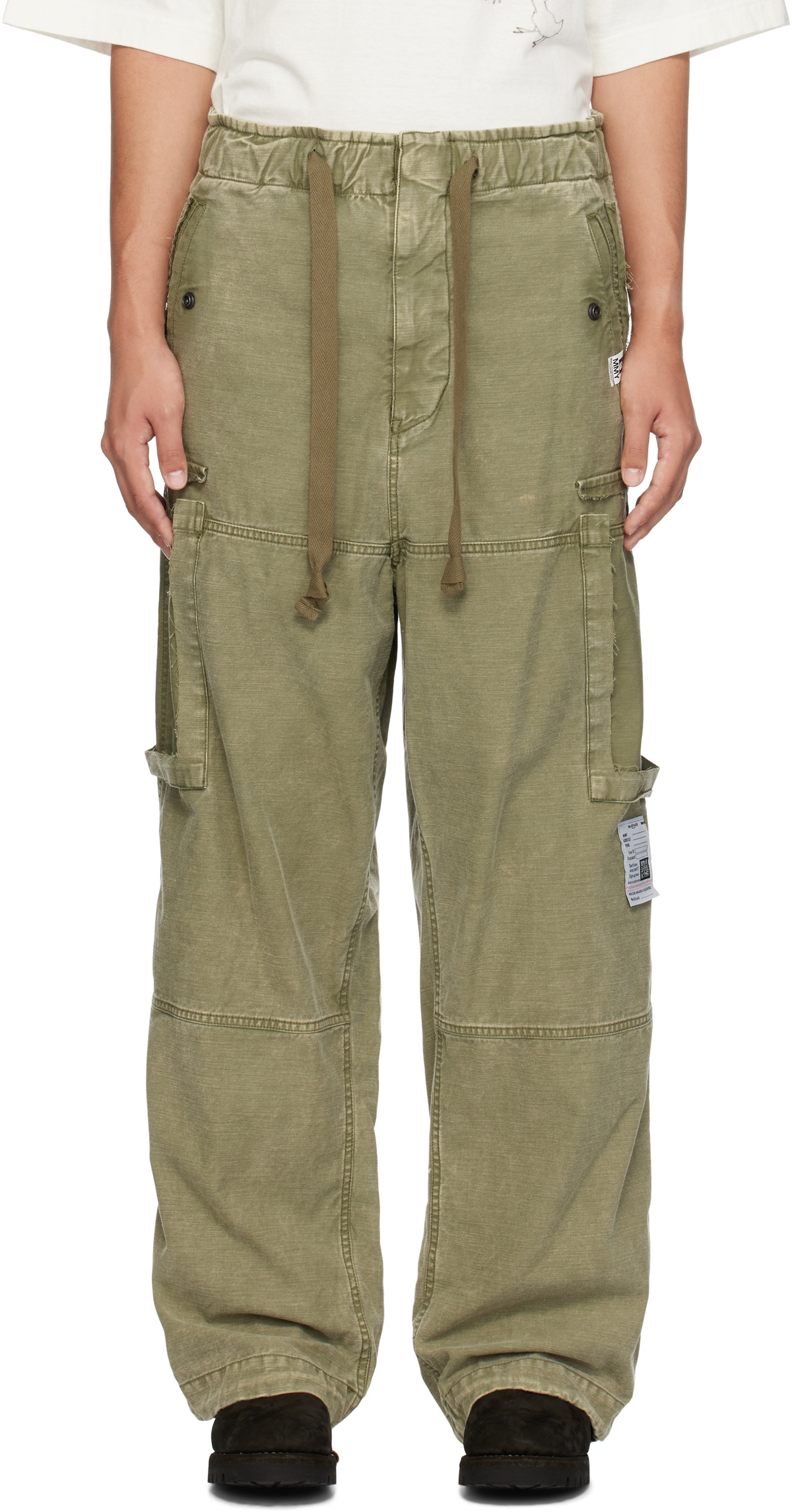 Maison MIHARA YASUHIRO Khaki Cotton Satin Cargo Pants Maison 