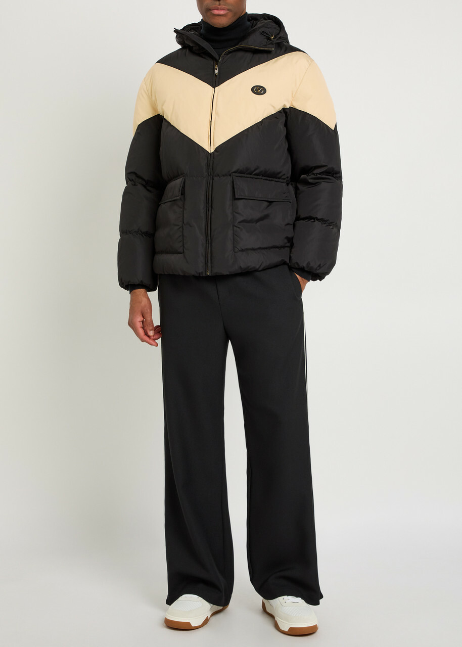 Valentino Garavani Padded Colour-blocked Shell Jacket Black