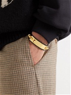 UNDERCOVER - Engraved Spiked Gold-Tone and Full-Grain Leather Cuff