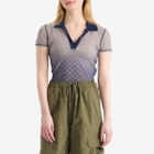 Daily Paper Women's Mesh Monogram Polo Top in Blue