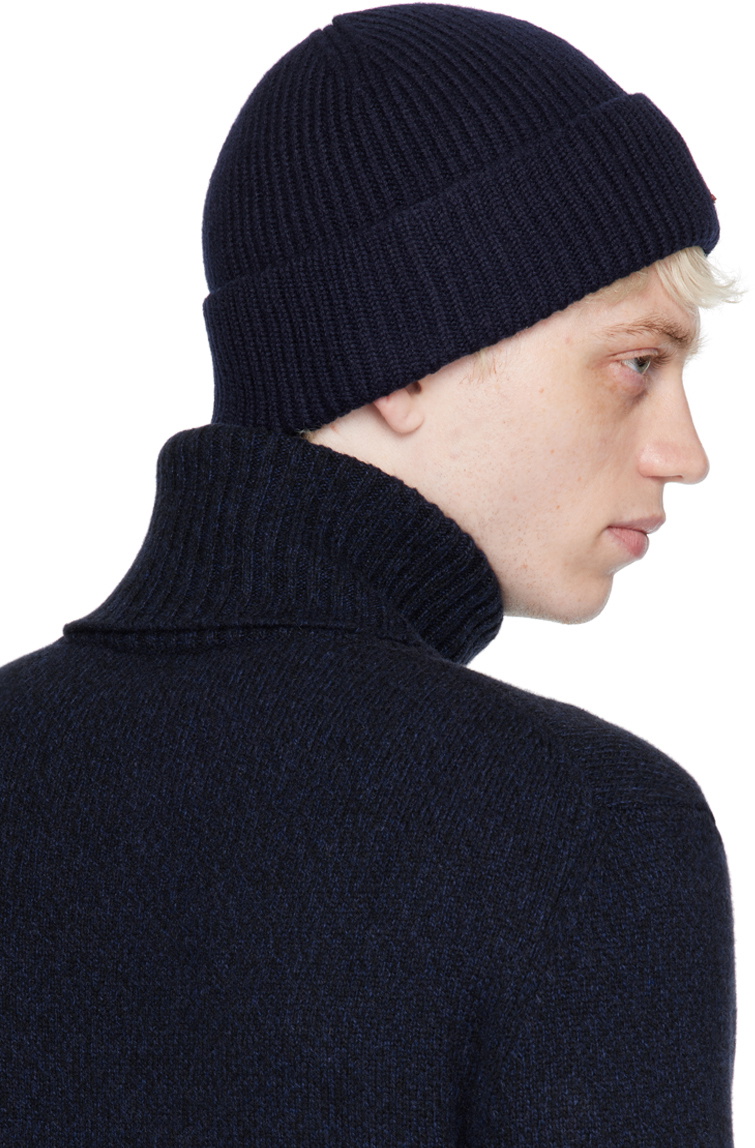AMI Alexandre Mattiussi Navy Red Ami de Cœur Beanie