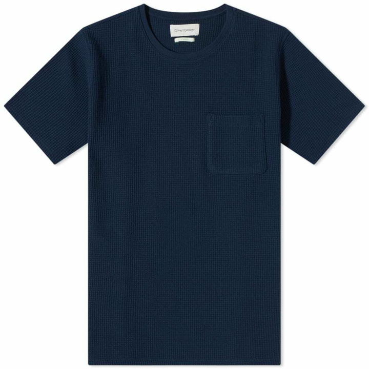 Photo: Oliver Spencer Men's Oli's Waffle T-Shirt in Navy