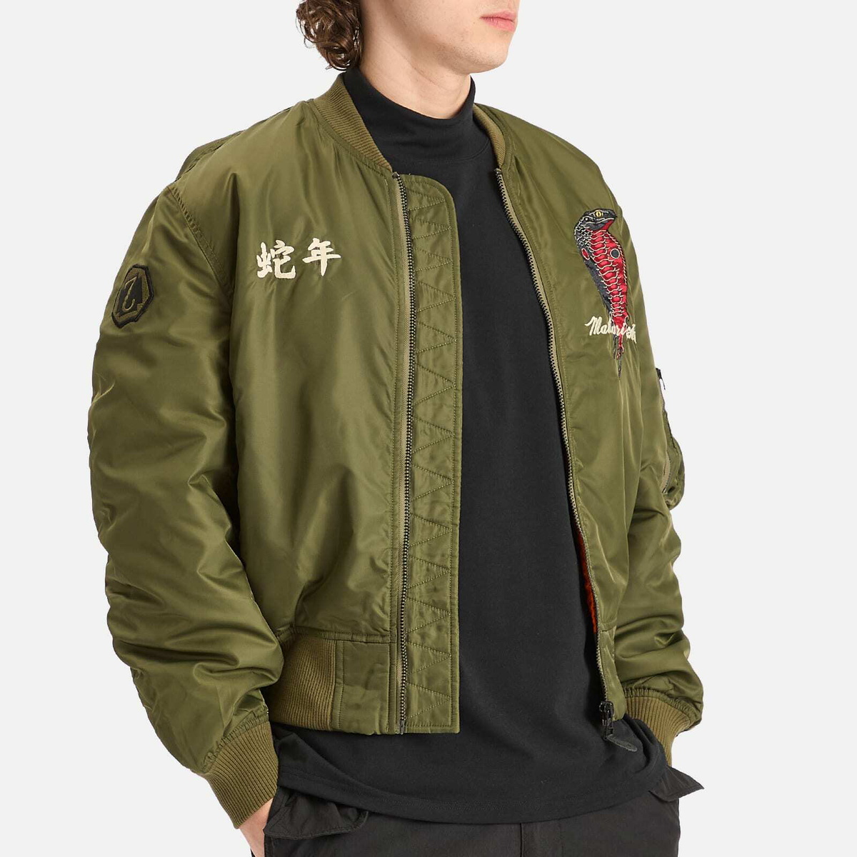 MAHARISHI アウター Maharishi Men's Nekomata Tiger MA1 Jacket Flight in Black