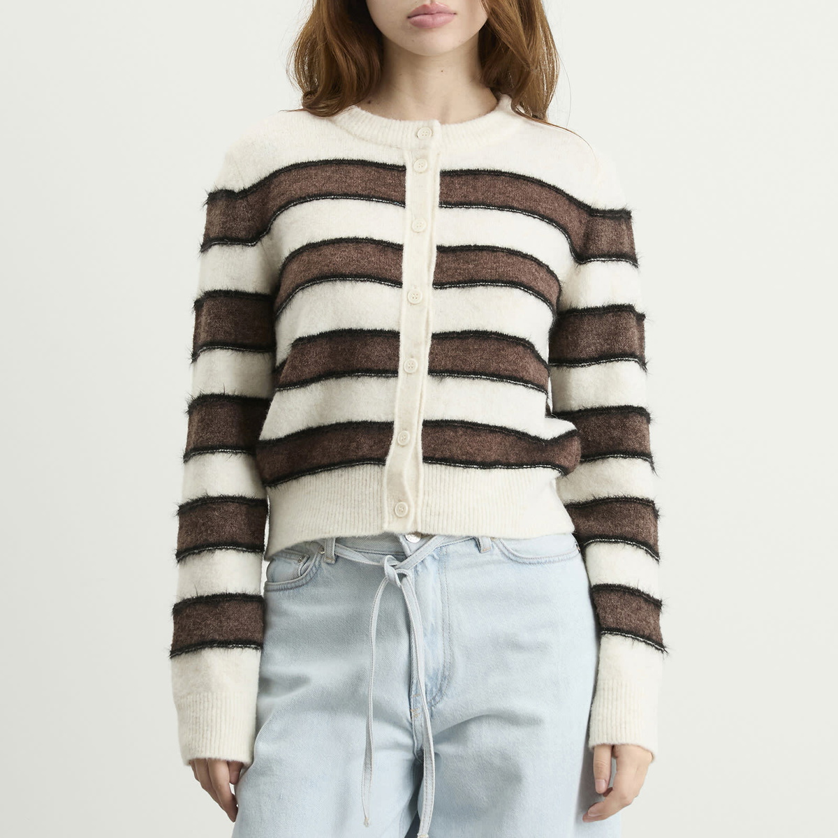 Samsøe Samsøe Women's Sacian Cardigan in Black Coffee Stripe
