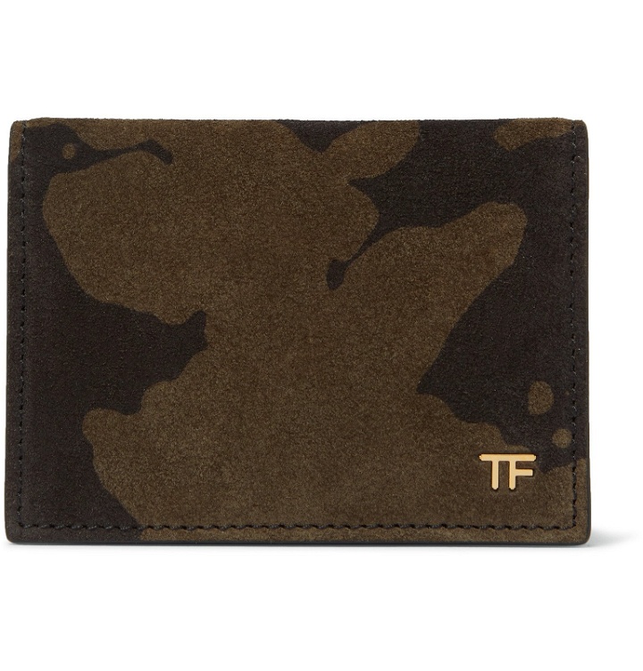 Photo: TOM FORD - Camouflage-Print Suede Bifold Cardholder - Green