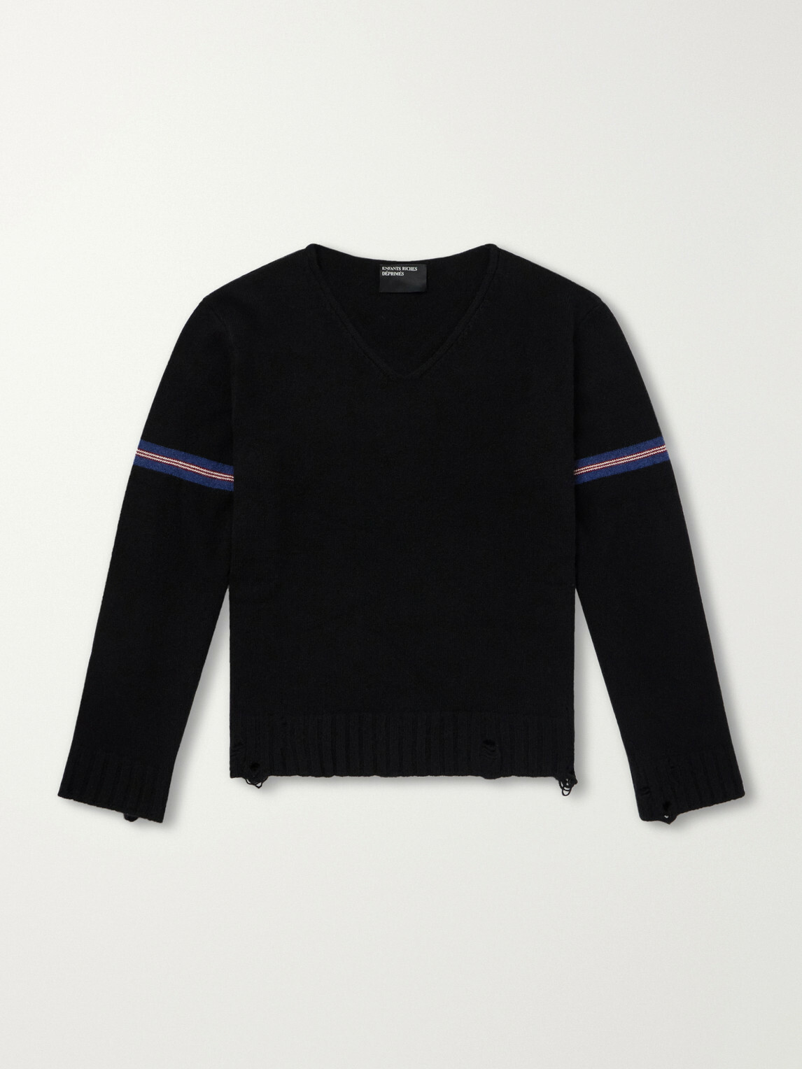 Enfants Riches Déprimés - Distressed Striped Cashmere Sweater - Black