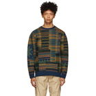 BEAMS PLUS Multicolor Jacquard Patchwork Sweater