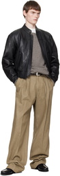 Sunflower Black Leather Polo Biker Jacket