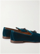 TOM FORD - Nicolas Leather-Trimmed Tasselled Velvet Loafers - Blue