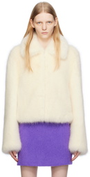 MSGM Off-White Hook-Eye Faux-Fur Jacket