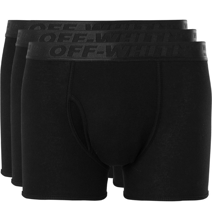 Photo: Off-White - Three-Pack Stretch-Cotton Boxer Briefs - Black
