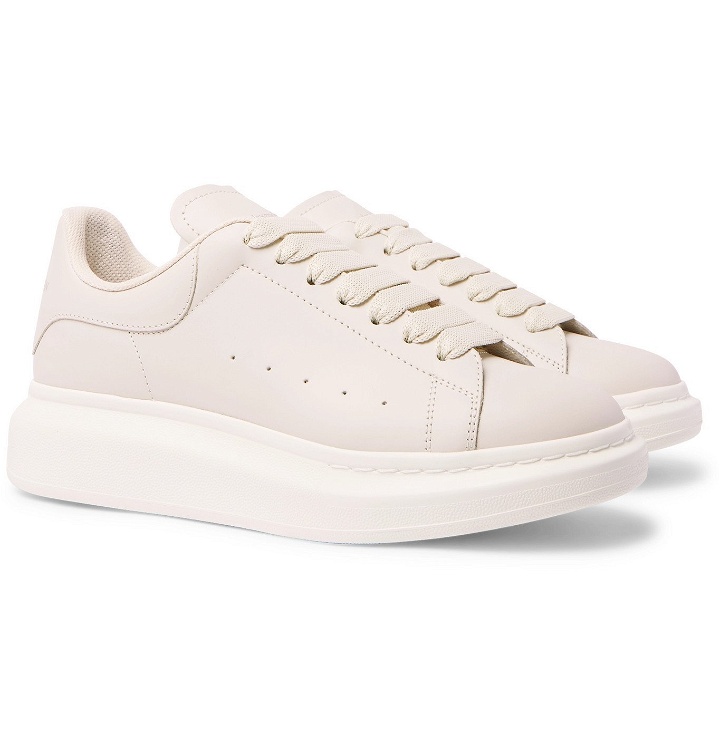 Photo: ALEXANDER MCQUEEN - Exaggerated-Sole Leather Sneakers - White
