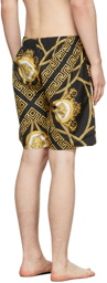 Versace Underwear Black & Gold 'La Coupe Des Dieux' Swim Shorts