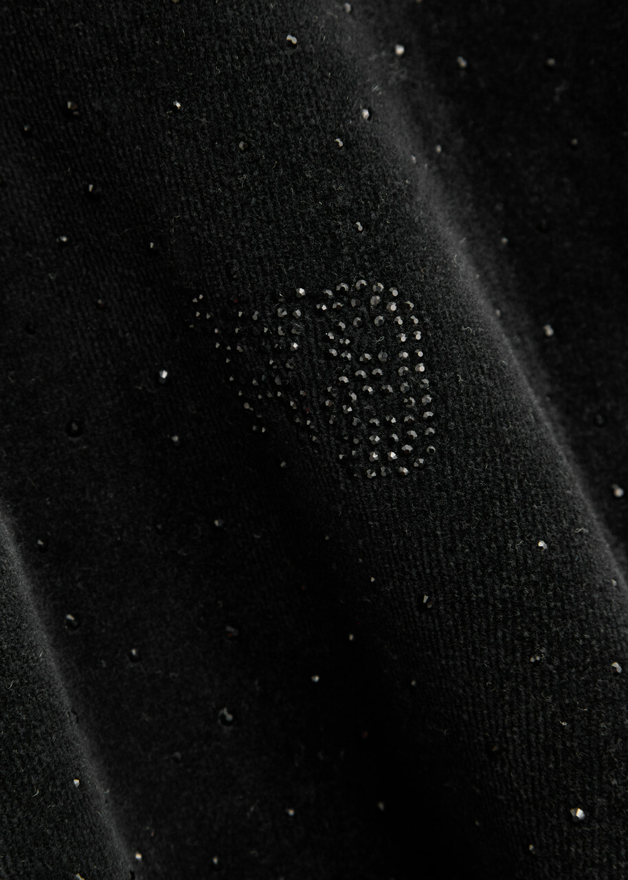 Alexanderwang.t Faded Crystal-embellished Hooded Velour Sweatshirt Black