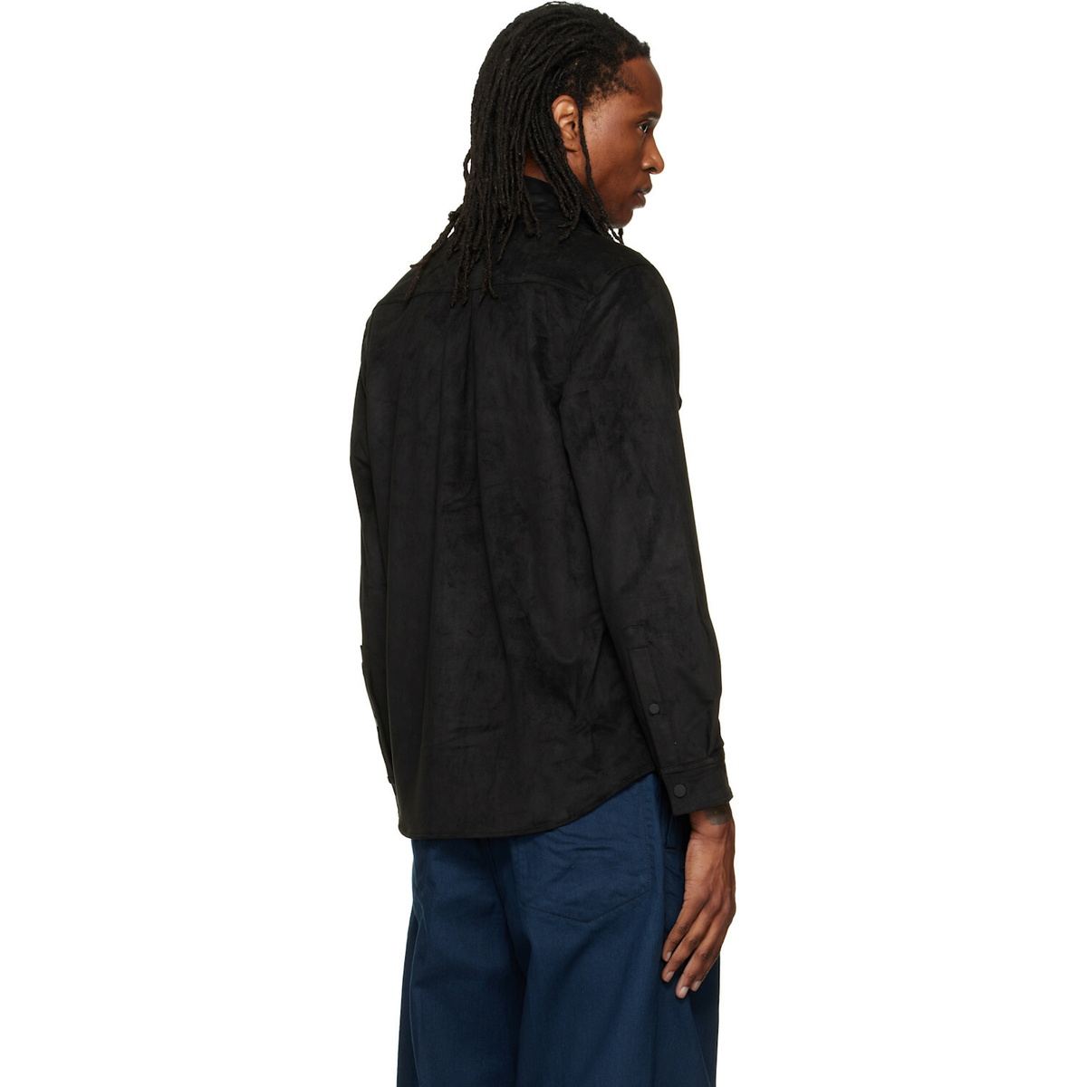 Hugo Black Oversized-Fit Embroidered Logo Shirt