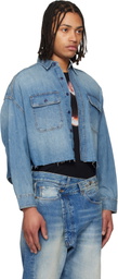 R13 Blue Cropped Denim Shirt