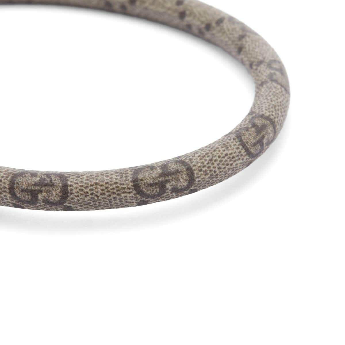 Gucci Men's Leather Strap Bracelet in Silver/Beige