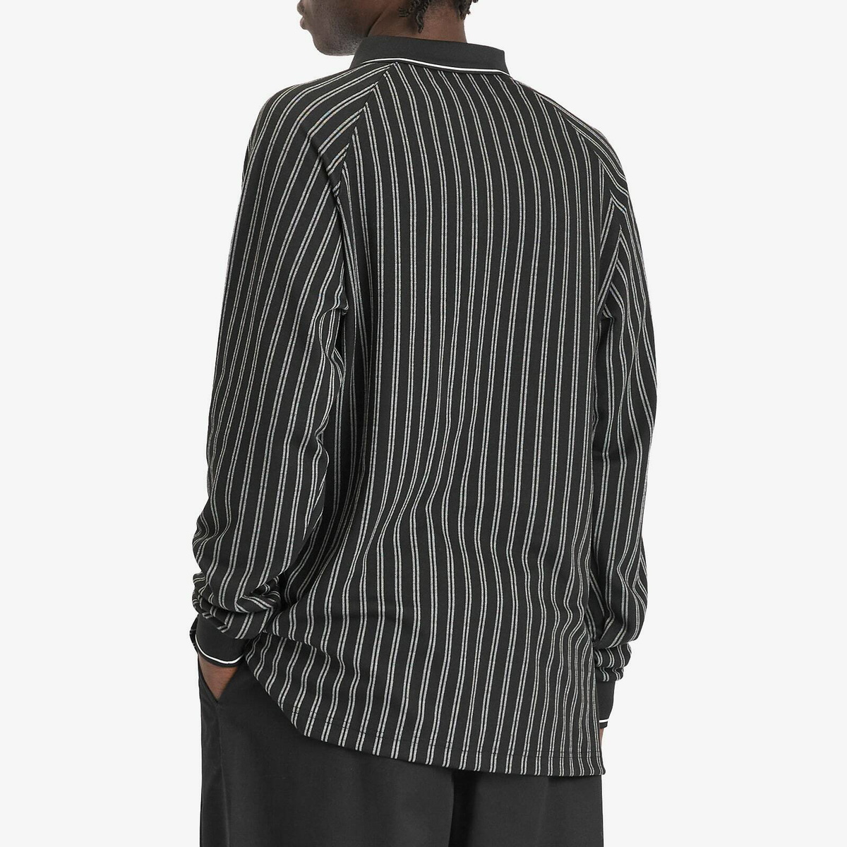 Metalwood Studio Men's Ribbed Long Sleeve Polo in Black