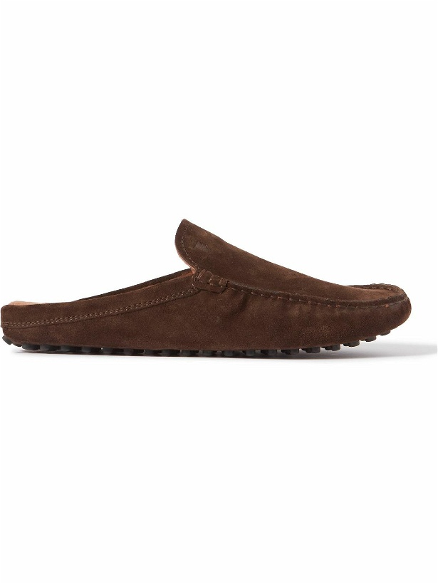 Photo: Tod's - Shearling-Lined Suede Slippers - Brown